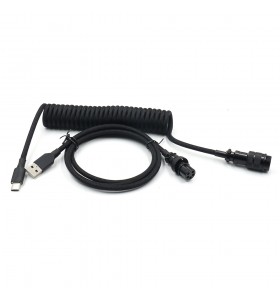  5PIN male GX16 Aviation plug to Type-c Spring and usb to 5pin gx16  female wire cable set black color